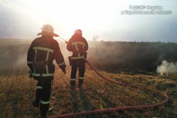 На Тернопільщині минулої доби виникло 36 пожеж: горіла стерня, суха трава, солома, сміттєзвалища, трактор (ФОТО)