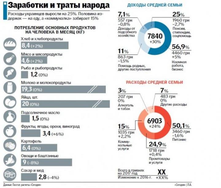 Українці “проїдають” по 54 гривні на день: на що йдуть гроші (інфографіка)