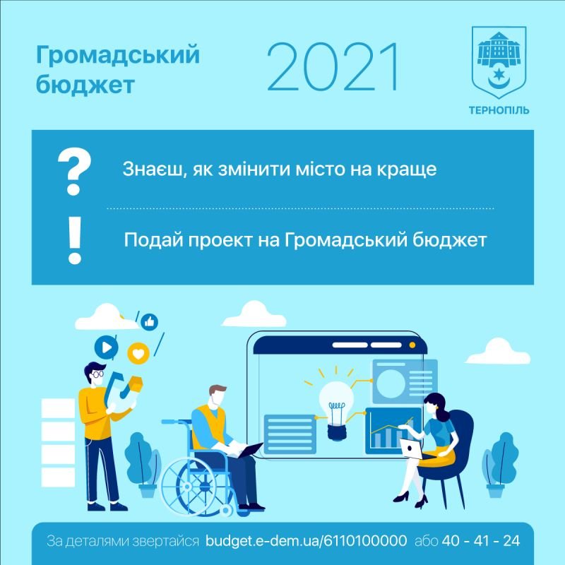 У Тернополі триває прийом проєктів на участь у «Громадському бюджету 2021»