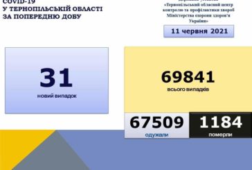 На Тернопільщині за добу виявили 31 новий випадок захворювання на коронавірус