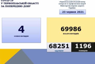 На Тернопільщині за добу виявили 4 нових випадки захворювання на коронавірус, 48 осіб одужало