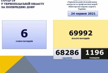 На Тернопільщині за добу виявили 6 нових випадків захворювання на коронавірус, 35 людей одужало