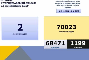 На Тернопільщині за добу виявили два нових випадки захворювання на коронавірус, одна людина померла