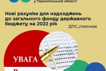 Нові рахунки для надходжень до загального фонду держбюджету-2022