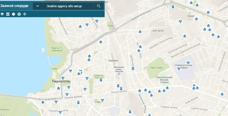 У Тернополі розроблено Інтерактивну карту місць розташування захисних споруд