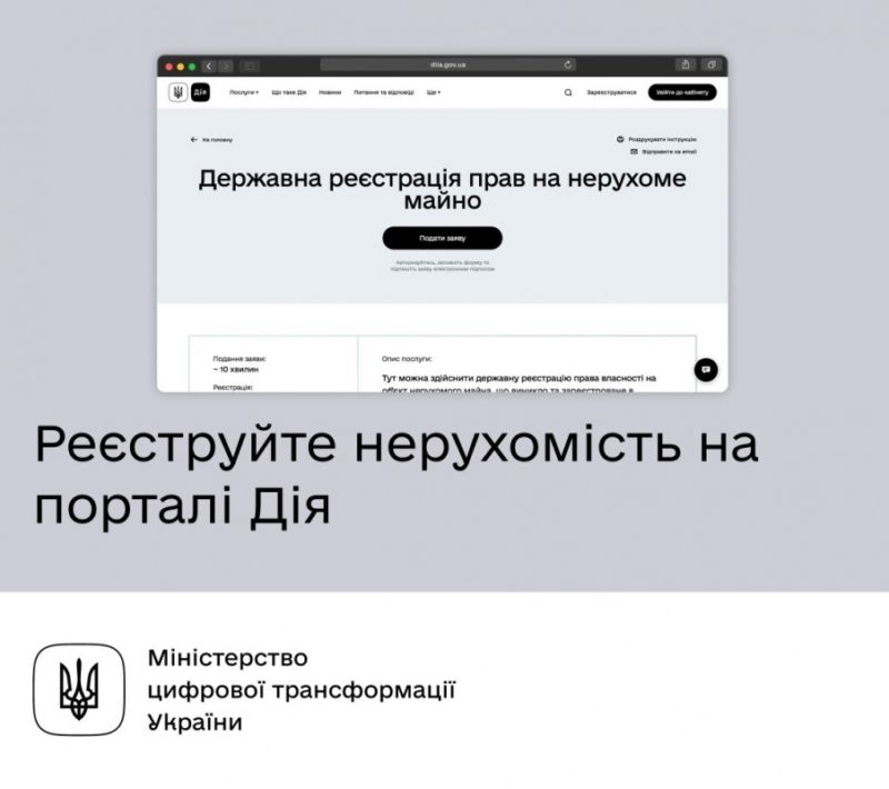 Тернополяни можуть здійснити Державну реєстрацію прав на нерухоме майно через портал «Дія»