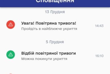 Мобільний додаток «е-Тернопіль» надсилає сповіщення про початок та відбій тривоги