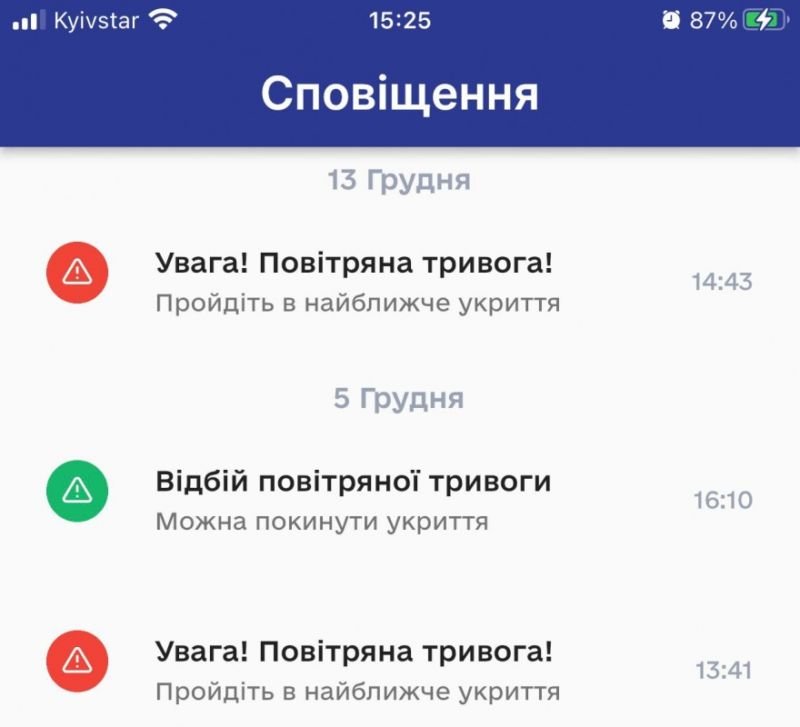 Мобільний додаток «е-Тернопіль» надсилає сповіщення про початок та відбій тривоги