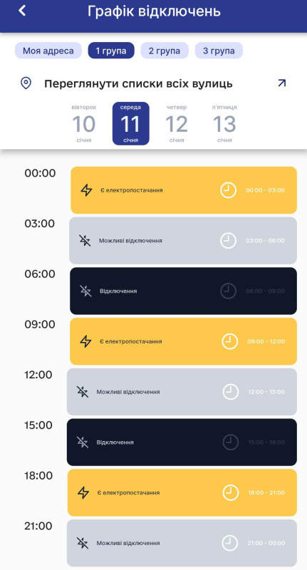 У мобільному додатку «е-Тернопіль» доступні графіки відключень світла