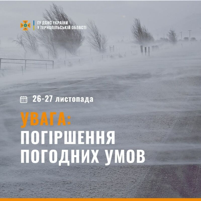 Іде справжня зима: на Тернопільщині значно погіршиться погода