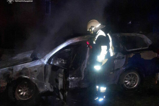 На Тернопільщині авто влетіло в електроопору й загорілося: водія врятували